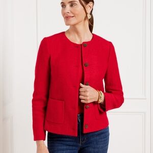 Talbots Berkshire Wool Blend Crop Jacket in Red Pop Size 18W